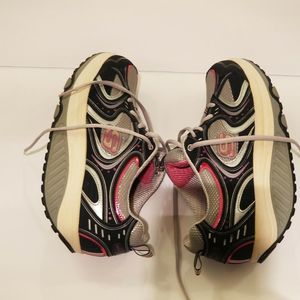 SKECHERS 11806 SHAPE UPS Womens 9.5 M Silver Pink Navy Blue Toning Sneaker Shoes